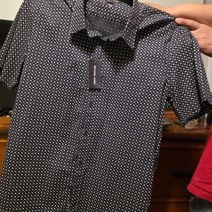 Michael Kors Black and White Patterned Dress Shirt